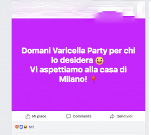 Post shock su Facebook. Mamma no vax: “Varicella Party a Milano”