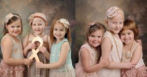 Tre bambine malate di cancro si incontrano ogni anno per un servizio fotografico