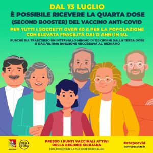 Vaccino, in Sicilia via alla quarta dose per over 60 e fragili over 12