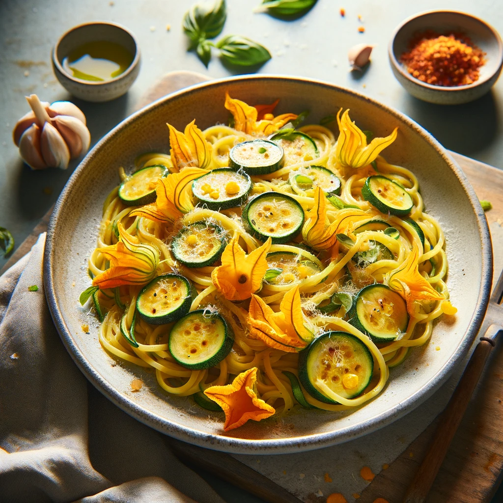 Pasta ai fiori di zucca: la ricetta di questo piatto delizioso e colorato