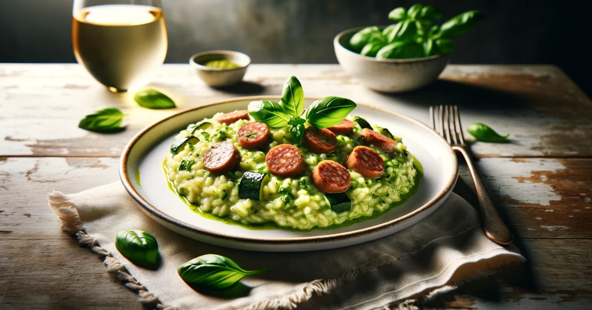 Risotto con crema di zucchine e salsiccia