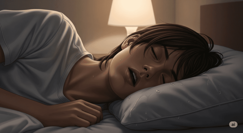 Sbavare di notte, a letto.